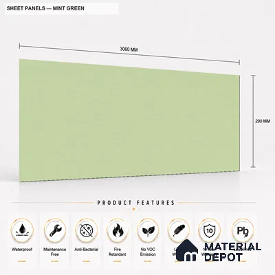 Mint Green 10 ft x 0.5 ft (3060x150 mm) Pastel Sheet Design Interior & Exterior Wall & Ceiling Panel - 15 mm | Suitable for Balcony, Facade & Open Area | Width is Subjected to 5% Variation
