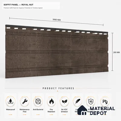 Royal Nut 10 ft x 1 ft (3060x340 mm) Soffit Design Interior & Exterior Wall & Ceiling Panel - 12 mm | Suitable for Balcony, Facade & Open Area | Width is Subjected to 5% Variation