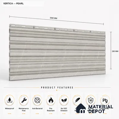 Pearl 10 ft x 8.2 inch Vertica Design Interior & Exterior Wall & Ceiling Panel - 20 mm | Suitable for Balcony, Facade & Open Area | Width is Subjected to 5% Variation