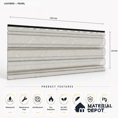 Pearl 10 ft x 0.86 ft (3060x265 mm) Louvers Design Interior & Exterior Wall & Ceiling Panel - 14 mm | Suitable for Balcony, Facade & Open Area | Width is Subjected to 5% Variation
