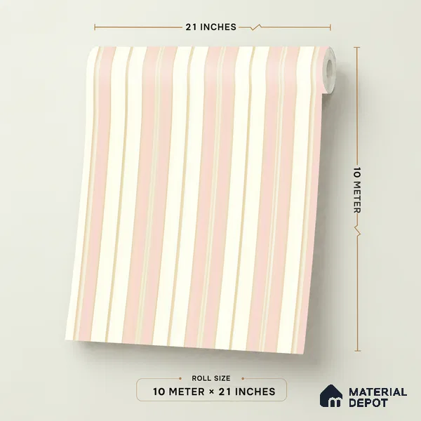 KD4014-1 | 10 Meter x 21 Inches Stripes Look Wallpaper - 57.41 Sq. Ft. | Minimum 15% wastage during installation