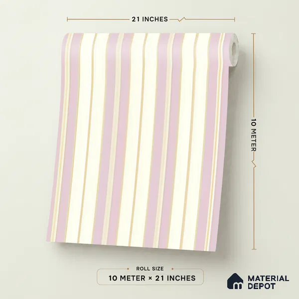 KD4014-3 | 10 Meter x 21 Inches Stripes Look Wallpaper - 57.41 Sq. Ft. | Minimum 15% wastage during installation