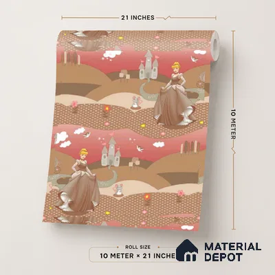 KD4040-4 | Dusty Rose Fairytale Princess Kids Look Wallpaper 10 Meter x 21 Inches - 57.41 Sq. Ft. | Minimum 15% wastage during installation