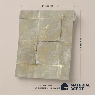 WK25-2504 | Ochre Grey Distressed Tile Geometric Wallpaper - 10 Meter x 21 Inches, 57.41 Sq. Ft. (Min. 15% Wastage)