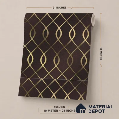 WK25-2511 | Plum & Gold Ogee Trellis Patterned Wallpaper - 10 Meter x 21 Inches, 57.41 Sq. Ft. (Min. 15% Wastage)