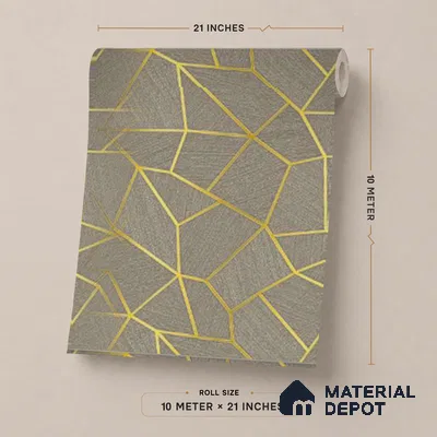 WK25-2539 | Olive Taupe Gold Shard Patterned Wallpaper - 10 Meter x 21 Inches, 57.41 Sq. Ft. (Min. 15% Wastage)