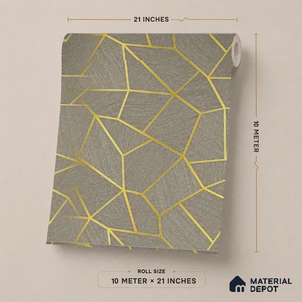 WK25-2539 | Olive Taupe Gold Shard Patterned Wallpaper - 10 Meter x 21 Inches, 57.41 Sq. Ft. (Min. 15% Wastage)