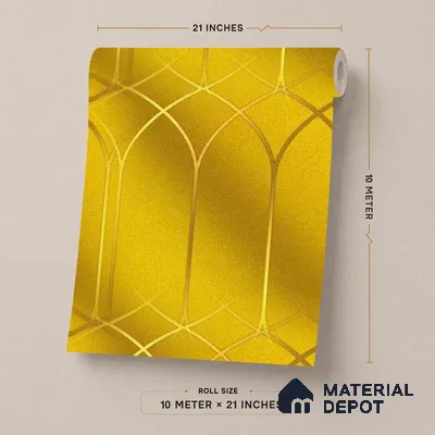 WK25-2543 | Golden Yellow Art Deco Arch Patterned Wallpaper - 10 Meter x 21 Inches, 57.41 Sq. Ft. (Min. 15% Wastage)