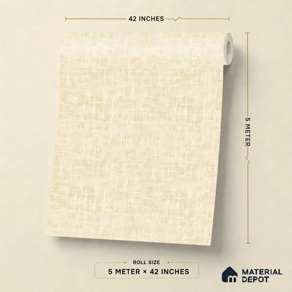 88584-2 | Cream Scribble Weave PVC Textured Wallpaper - 5 Meter x 42 Inch, 57 Sq. Ft. (Min. 15% Wastage)
