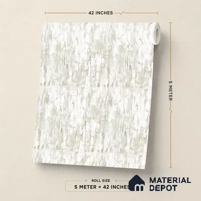88568-1 | White Peeling Bark PVC Textured Wallpaper - 5 Meter x 42 Inch, 57 Sq. Ft. (Min. 15% Wastage)
