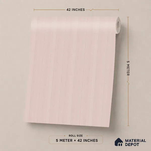 70252-3 | Pale Pink Vertical Stripe PVC Patterned Wallpaper - 5 Meter x 42 Inch, 57 Sq. Ft. (Min. 15% Wastage)