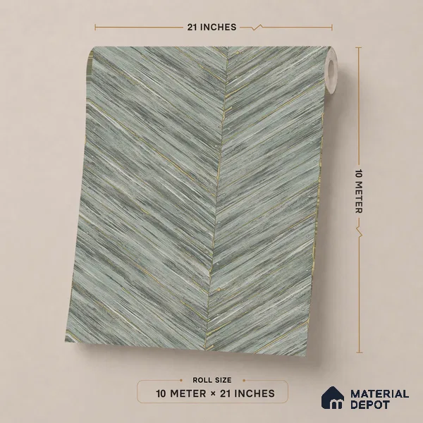ST021008 | Blue Grey Chevron Wood Grain PVC Patterned Wallpaper - 10.05 Meter x 20.86 Inches, 57.33 Sq. Ft. (Min. 15% Wastage)