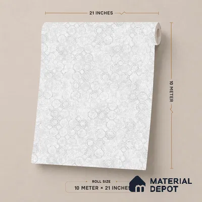 ST021028 | White Floral Medallion Scatter PVC Patterned Wallpaper - 10.05 Meter x 20.86 Inches, 57.33 Sq. Ft. (Min. 15% Wastage)