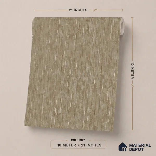 ST021034 | Taupe Dash Stripe PVC Patterned Wallpaper - 10.05 Meter x 20.86 Inches, 57.33 Sq. Ft. (Min. 15% Wastage)
