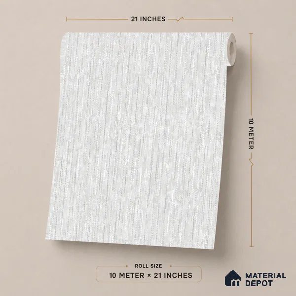 ST021029 | Silver Dash Stripe PVC Patterned Wallpaper - 10.05 Meter x 20.86 Inches, 57.33 Sq. Ft. (Min. 15% Wastage)
