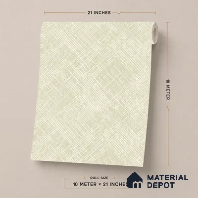 ST021041 | Pale Beige Crosshatch Diamond PVC Patterned Wallpaper - 10.05 Meter x 20.86 Inches, 57.33 Sq. Ft. (Min. 15% Wastage)