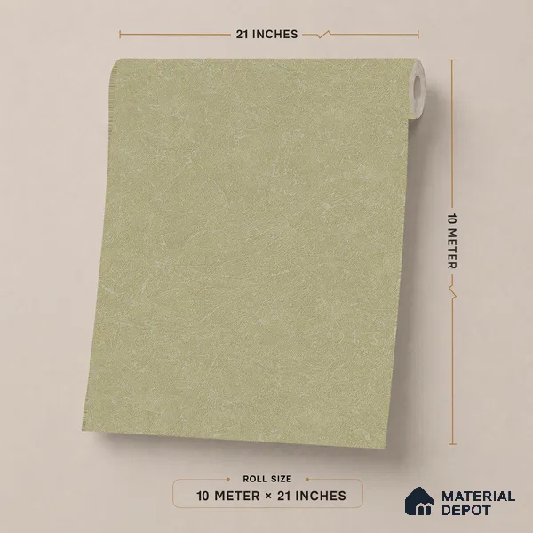 ST021046 | Sage Olive Green Plain Texture PVC Patterned Wallpaper - 10.05 Meter x 20.86 Inches, 57.33 Sq. Ft. (Min. 15% Wastage)
