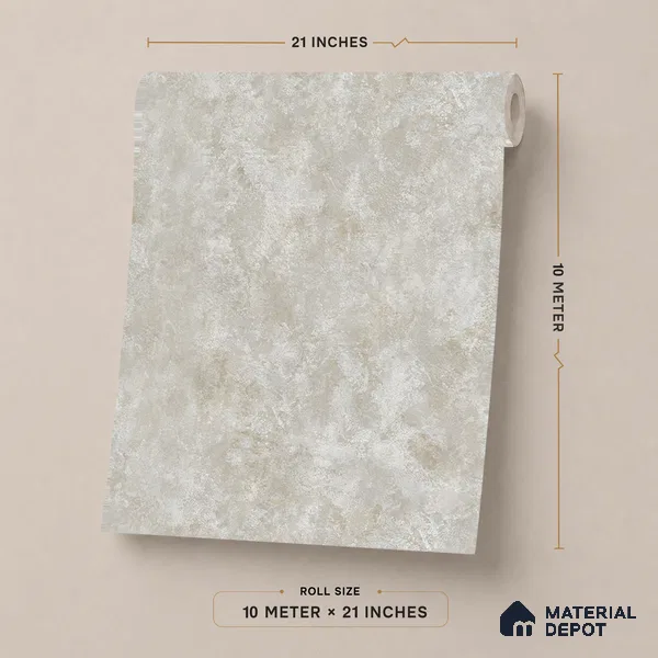 ST021038 | Pale Grey Mottled Stone PVC Patterned Wallpaper - 10.05 Meter x 20.86 Inches, 57.33 Sq. Ft. (Min. 15% Wastage)