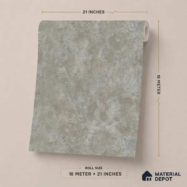 ST021040 | Grey Mottled Stone PVC Patterned Wallpaper - 10.05 Meter x 20.86 Inches, 57.33 Sq. Ft. (Min. 15% Wastage)