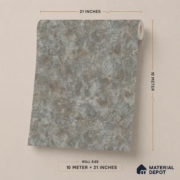 ST021043 | Grey Rust Mottled Stone PVC Patterned Wallpaper - 10.05 Meter x 20.86 Inches, 57.33 Sq. Ft. (Min. 15% Wastage)