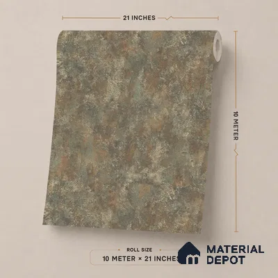 ST021044 | Olive Rust Mottled Stone PVC Patterned Wallpaper - 10.05 Meter x 20.86 Inches, 57.33 Sq. Ft. (Min. 15% Wastage)