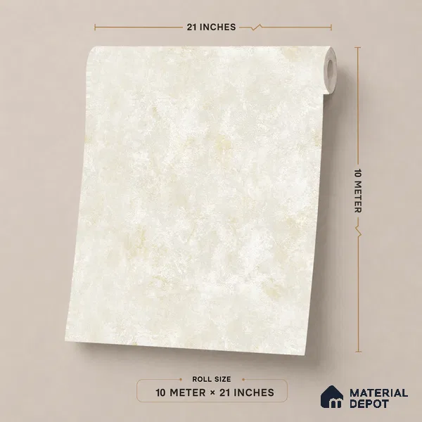 ST021037 | Cream Mottled Stone PVC Patterned Wallpaper - 10.05 Meter x 20.86 Inches, 57.33 Sq. Ft. (Min. 15% Wastage)