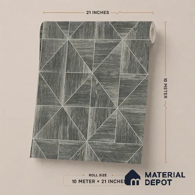 ST021057 | Smoke Grey Triangle Parquet PVC Geometric Wallpaper - 10.05 Meter x 20.86 Inches, 57.33 Sq. Ft. (Min. 15% Wastage)