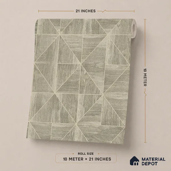 ST021061 | Beige Parquet Wood PVC Geometric Wallpaper - 10.05 Meter x 20.86 Inches, 57.33 Sq. Ft. (Min. 15% Wastage)