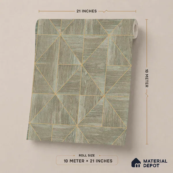 ST021063 | Taupe Parquet Wood PVC Geometric Wallpaper - 10.05 Meter x 20.86 Inches, 57.33 Sq. Ft. (Min. 15% Wastage)