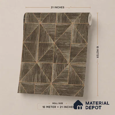ST021066 | Brown Parquet Wood PVC Geometric Wallpaper - 10.05 Meter x 20.86 Inches, 57.33 Sq. Ft. (Min. 15% Wastage)