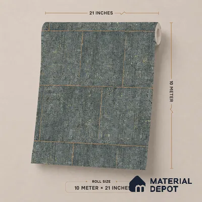 ST021060 | Teal Stone Brick Block PVC Patterned Wallpaper - 10.05 Meter x 20.86 Inches, 57.33 Sq. Ft. (Min. 15% Wastage)