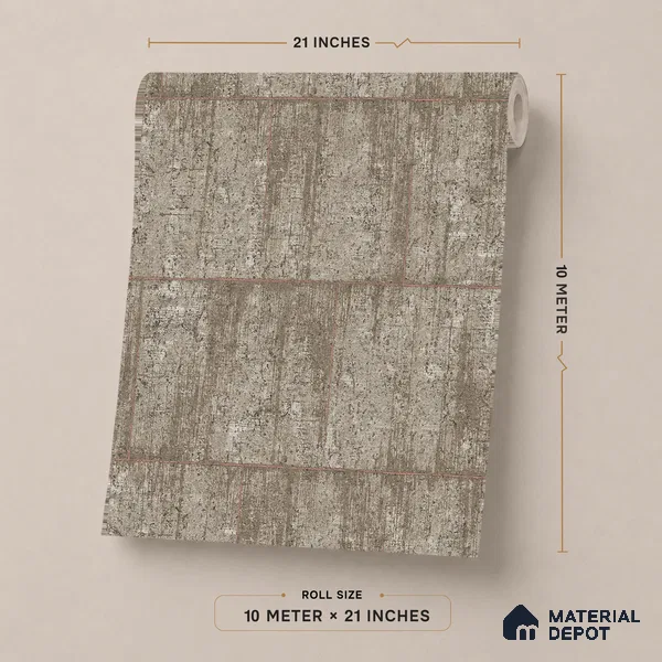 ST021064 | Grey Brown Stone Brick Block PVC Patterned Wallpaper - 10.05 Meter x 20.86 Inches, 57.33 Sq. Ft. (Min. 15% Wastage)