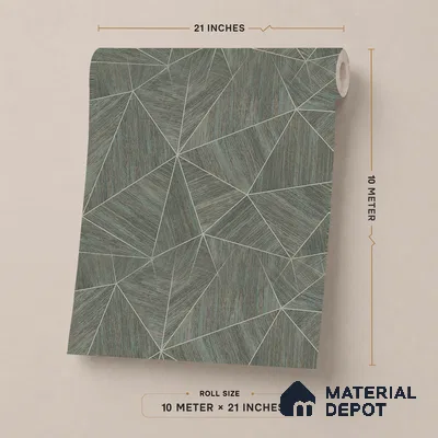 ST021074 | Teal Facet Wood PVC Geometric Wallpaper - 10.05 Meter x 20.86 Inches, 57.33 Sq. Ft. (Min. 15% Wastage)