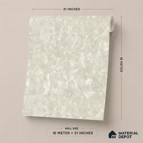 ST021078 | Cream Diamond Mosaic Texture PVC Patterned Wallpaper - 10.05 Meter x 20.86 Inches, 57.33 Sq. Ft. (Min. 15% Wastage)