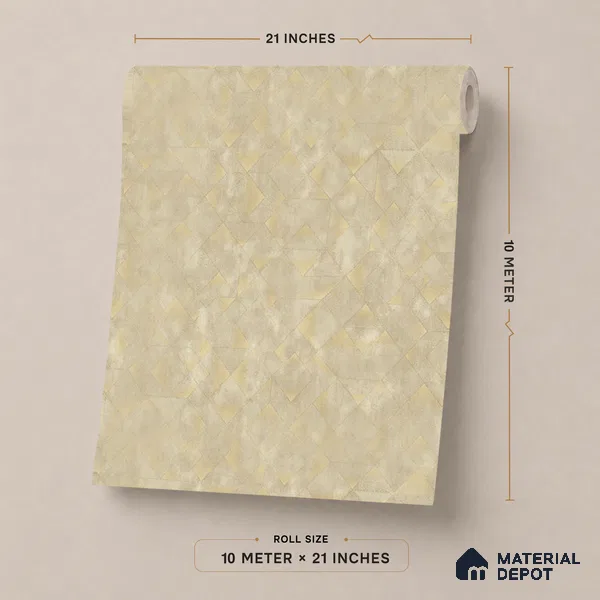 ST021068 | Pale Gold Diamond Mosaic Texture PVC Patterned Wallpaper - 10.05 Meter x 20.86 Inches, 57.33 Sq. Ft. (Min. 15% Wastage)