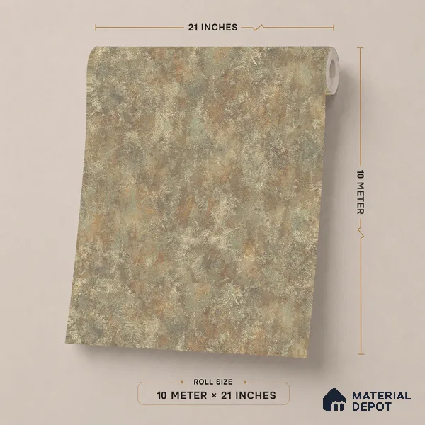 ST021070 | Brown Tan Mottled Plaster PVC Patterned Wallpaper - 10.05 Meter x 20.86 Inches, 57.33 Sq. Ft. (Min. 15% Wastage)