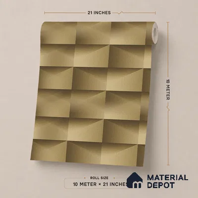 ST021086 | Gold Brick Block PVC Geometric Wallpaper - 10.05 Meter x 20.86 Inches, 57.33 Sq. Ft. (Min. 15% Wastage)