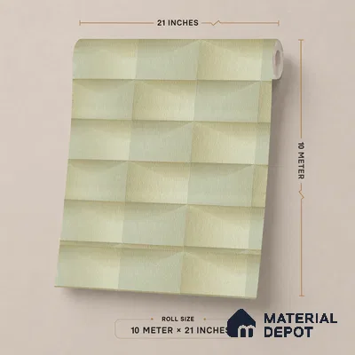 ST021085 | Olive Brick Block PVC Geometric Wallpaper - 10.05 Meter x 20.86 Inches, 57.33 Sq. Ft. (Min. 15% Wastage)