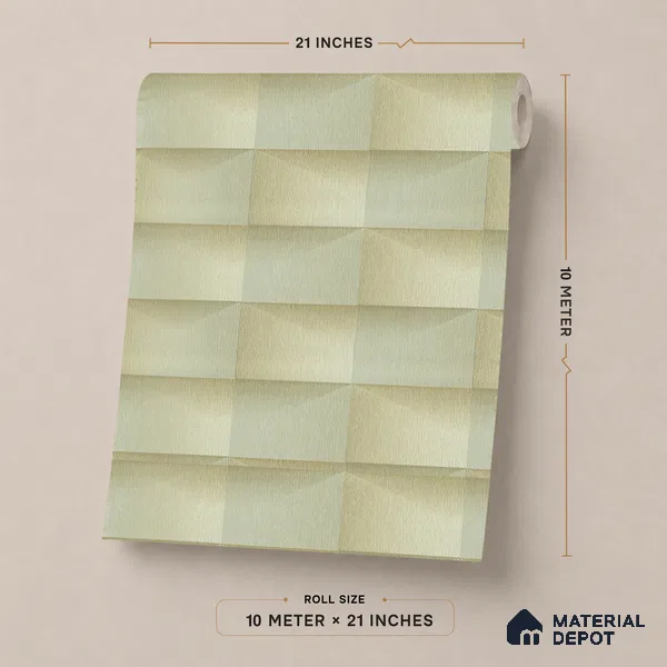 ST021085 | Olive Brick Block PVC Geometric Wallpaper - 10.05 Meter x 20.86 Inches, 57.33 Sq. Ft. (Min. 15% Wastage)
