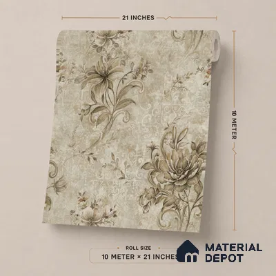 1104 | Taupe Small Lily Bouquet Floral Wallpaper - 10 Meter x 21 Inches, 57.37 Sq. Ft. (Min. 15% Wastage)