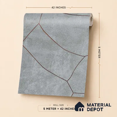 88603 | Grey Crackle Stone Patterned Wallpaper - 5 Meter x 42 Inches, 57.41 Sq. Ft. (Min. 15% Wastage)