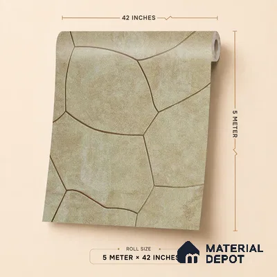 88602 | Warm Beige Crackle Stone Patterned Wallpaper - 5 Meter x 42 Inches, 57.41 Sq. Ft. (Min. 15% Wastage)