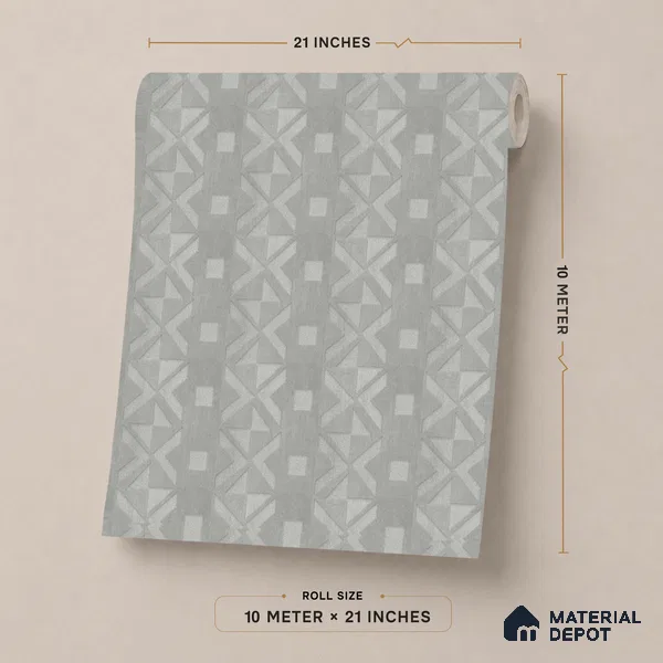 AMBL23436 | Silver Grey Cross Diamond Patterned Wallpaper - 10 Meter x 21 Inches, 57.05 Sq. Ft. (Min. 15% Wastage)