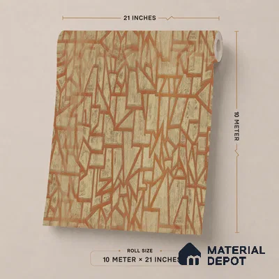 AMBL23450 | Orange Fractured Lines Geometric Wallpaper - 10 Meter x 21 Inches, 57.05 Sq. Ft. (Min. 15% Wastage)