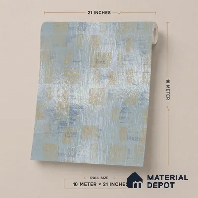AMBL23469 | Blue & Gold Distressed Checker Patterned Wallpaper - 10 Meter x 21 Inches, 57.05 Sq. Ft. (Min. 15% Wastage)
