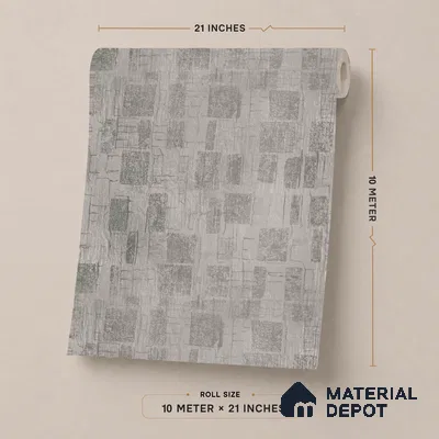 AMBL23470 | Silver Grey Distressed Checker Patterned Wallpaper - 10 Meter x 21 Inches, 57.05 Sq. Ft. (Min. 15% Wastage)