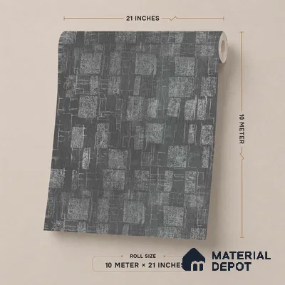 AMBL23471 | Charcoal Grey Distressed Checker Patterned Wallpaper - 10 Meter x 21 Inches, 57.05 Sq. Ft. (Min. 15% Wastage)