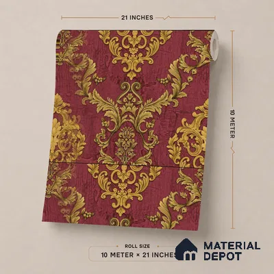 FE504-4 | 10 Meter x 21 Inch PVC Damask Look Wallpaper - 57 Sq. Ft. | Minimum 15% wastage during installation