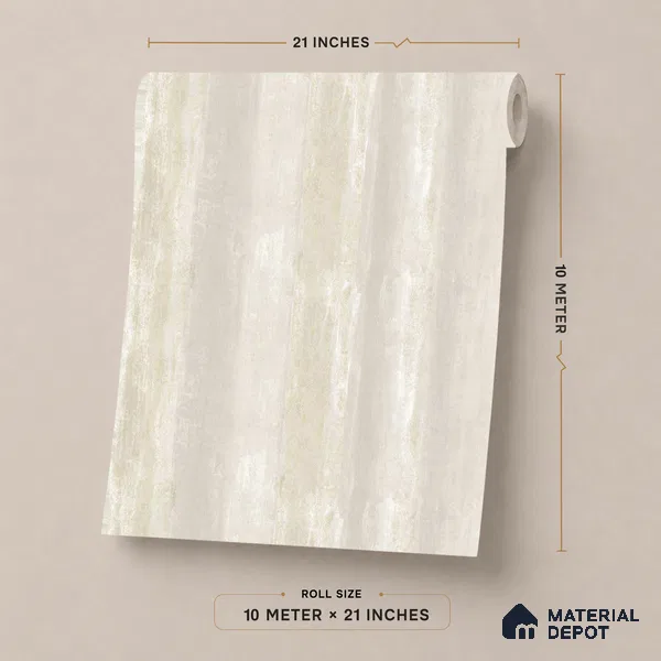 FE505-2 | Ivory Cream Vertical Streak PVC Patterned Wallpaper - 10 Meter x 21 Inch, 57 Sq. Ft. (Min. 15% Wastage)