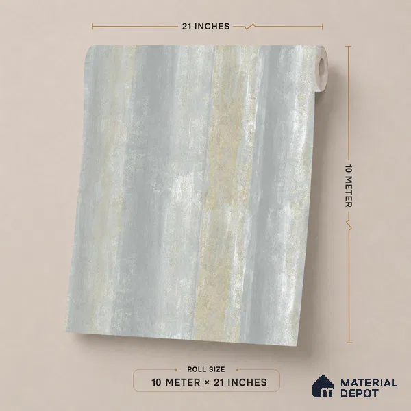 FE505-4 | Silver Grey Vertical Streak PVC Patterned Wallpaper - 10 Meter x 21 Inch, 57 Sq. Ft. (Min. 15% Wastage)